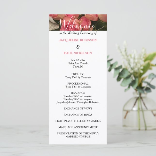 Programa Pastel Pink Black Wedding (Anverso de pie)
