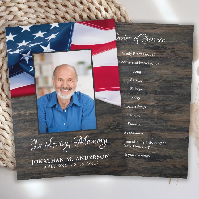 Programa Patriótico Funeral Americano Bandera Veterana Memo (Subido por el creador)