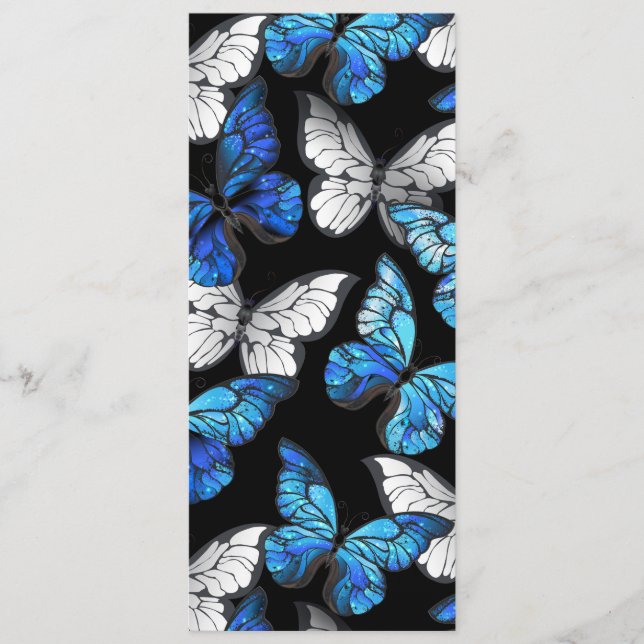 Programa Patrón continuo oscuro con mariposas azules Morpho (Anverso)