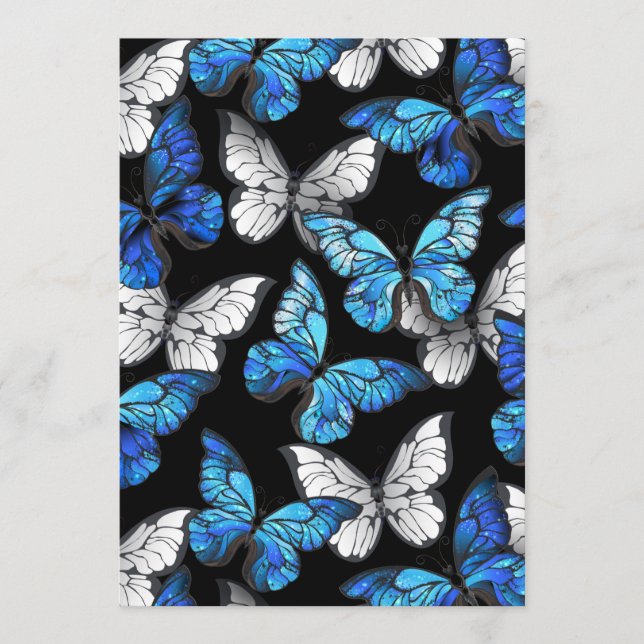 Programa Patrón continuo oscuro con mariposas azules Morpho (Anverso)