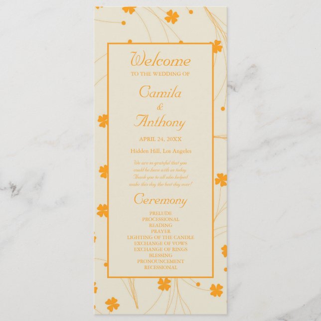 Programa Patrón de flor del naranja Beige Retro Y2K 70 (Anverso)