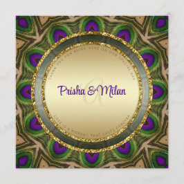 Programa Peacock Feathers Purple Green Gold Indian Boda