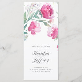 Programa Peony Watercolor Floral Modern Wedding Programme
