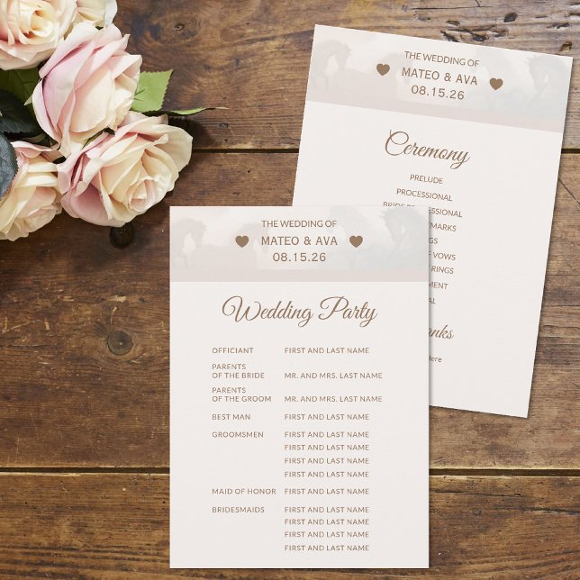 Programa Personalizado Boda de los Caballos Naturales (The front and back of the Nature Horses Full Wedding Program)
