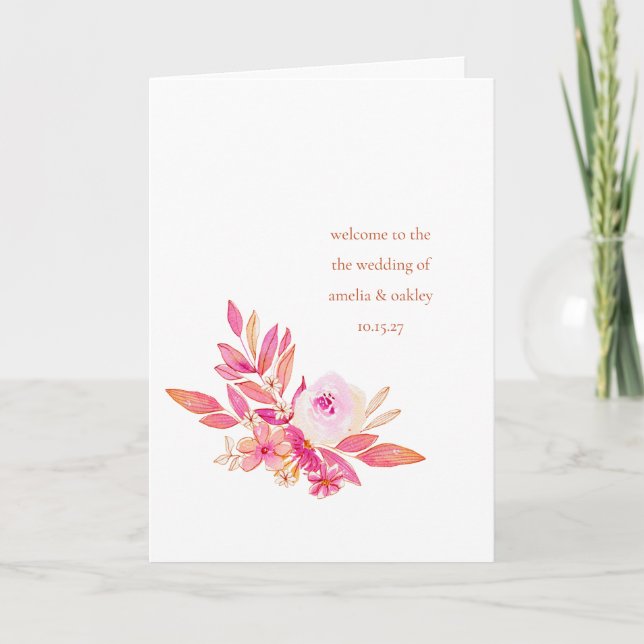 Programa Personalizado Boho Naranja Rosa Moda Floral Matrim (Anverso)