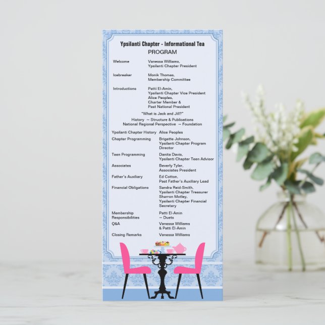 Programa personalizado de Fiesta del té (Anverso de pie)