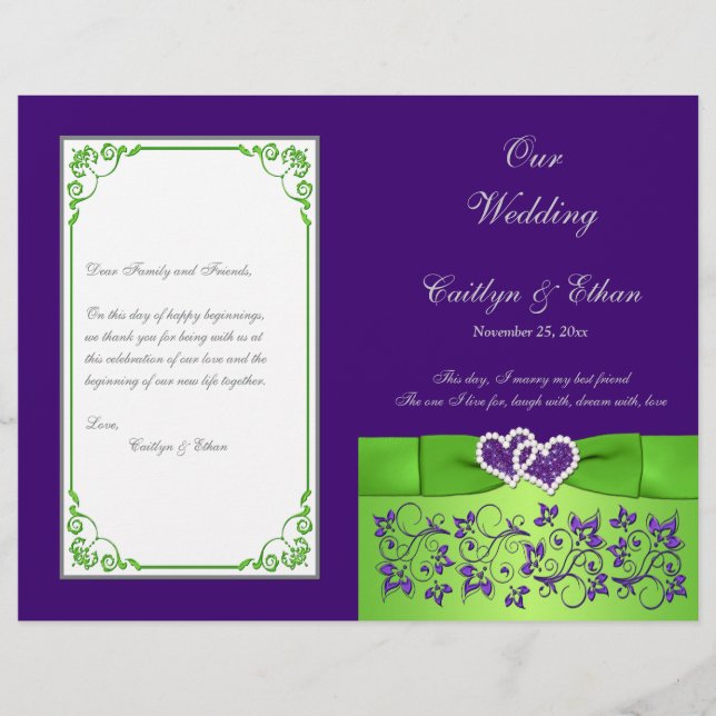 Programa personalizado Purple, Lime, Grey Wedding (Anverso)