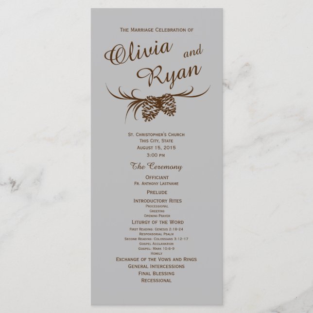 Programa Pine Cones Plata Rústica y Marrón (Anverso)