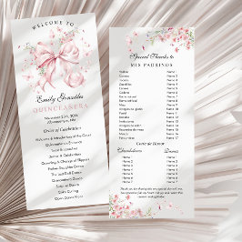 Programa Pink Bow Pearls Quinceañera Orden de eventos