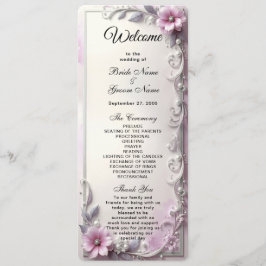 Programa Pink Floral Frame Wedding 