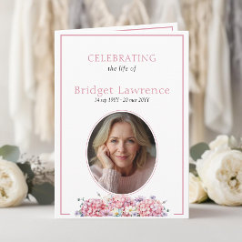 Programa Pink Hydrangea Summer Flowers Funeral Folded