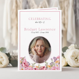 Programa Pink Hydrangea Summer Flowers Funeral Folded