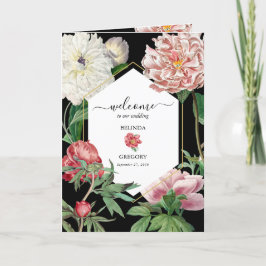 Programa Pink Peonies Boda Orden de servicio Negro