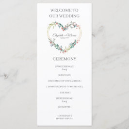 Programa Pink Shades Heart on Wildflowers for Wedding