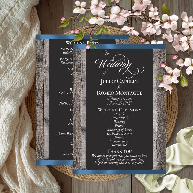 Programa Pizarra en Madera y Cinta Azul - Boda (Subido por el creador)