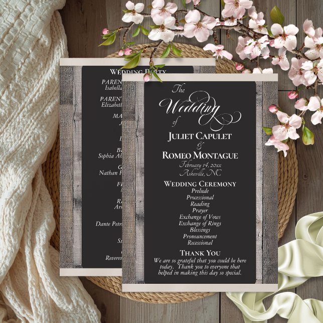 Programa Pizarra en madera y cinta de crema - Boda (Subido por el creador)