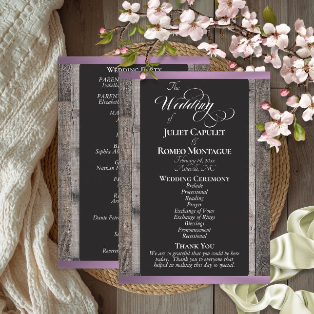 Programa Pizarra en Madera y Cinta de Lavanda - Boda (Subido por el creador)