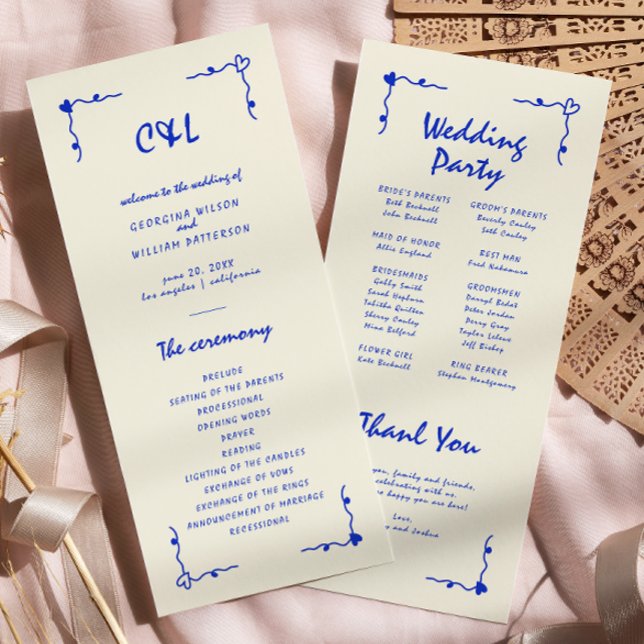 Programa plano azul horizontal retro manuscrito (Subido por el creador)