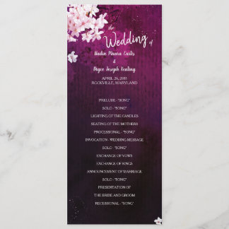 Programa plano Boda vertical largo con flores de c