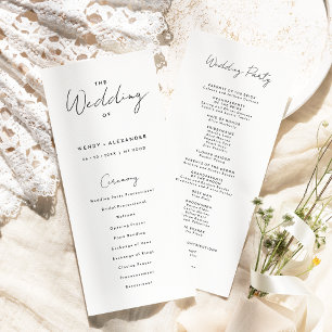 Programa plano de Boda de guiones blancos modernos