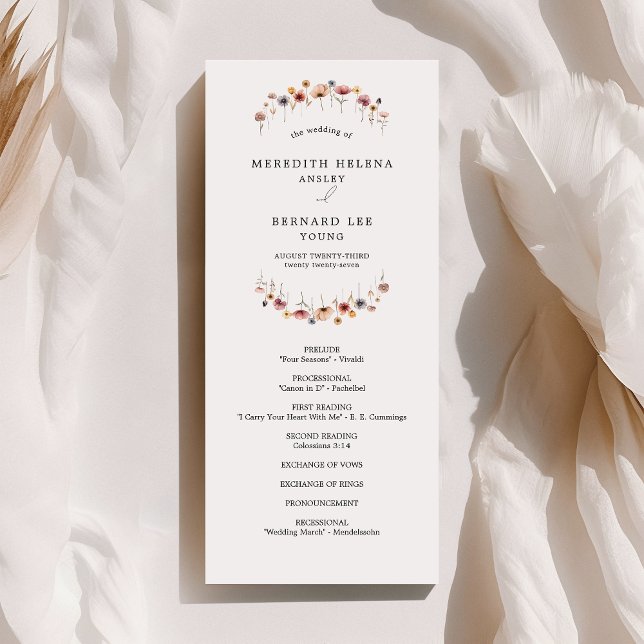 Programa plano de Boda floral colorido (Subido por el creador)
