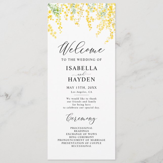 Programa plano de Boda floral elegante de primaver (Anverso)