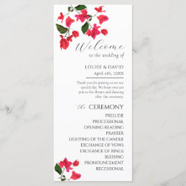 Programa plano de Boda rojo brillante de Bougainvi