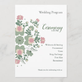 Programa Plano de Ceremonia de Boda Floral Verde S