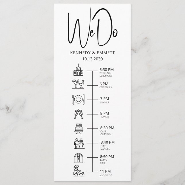 Programa Plano de Cronología de Boda de Iglesia 'W (Anverso)