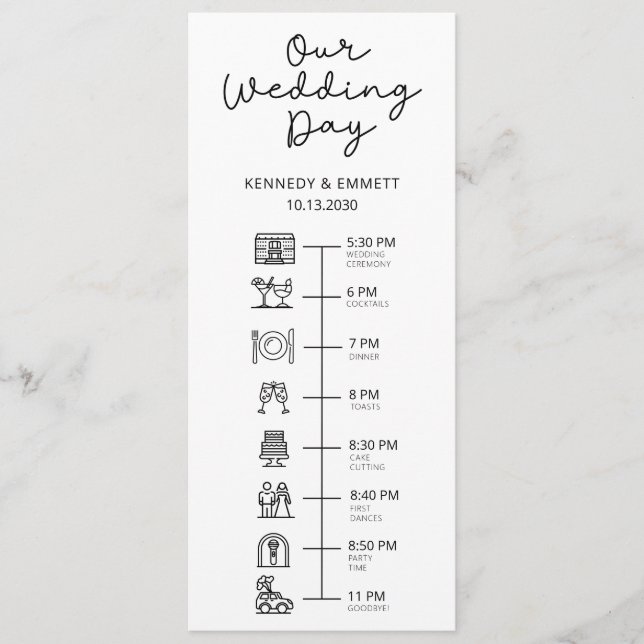 Programa Plano de Cronología del Día de la Boda (Anverso)