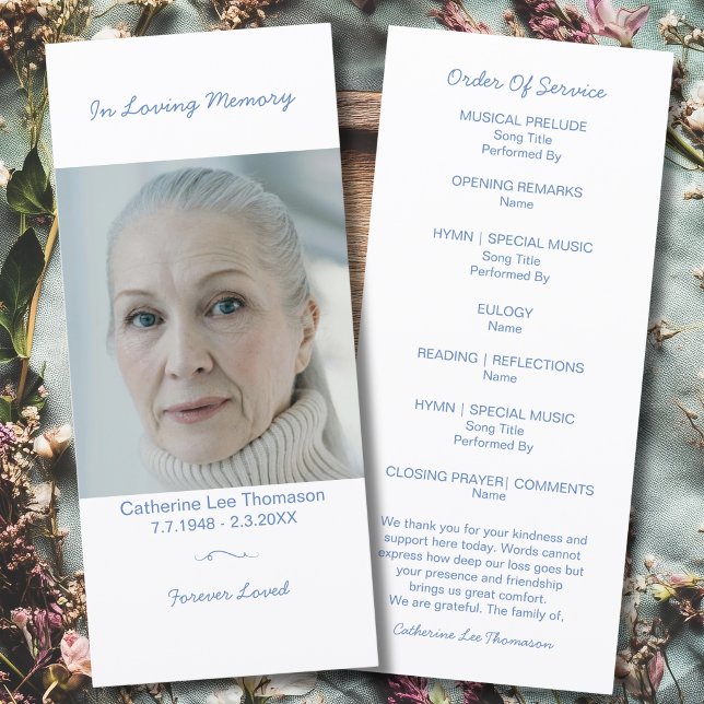 Programa Plano de Orden de Servicio Funeral con Fo (Simple Photo Funeral Order Of Service Flat Program
)