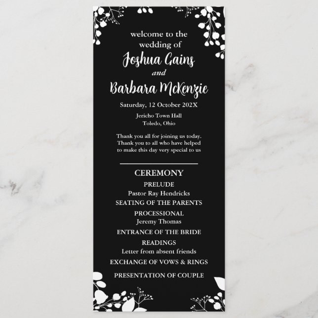 Programa plano en blanco y negro (Anverso)