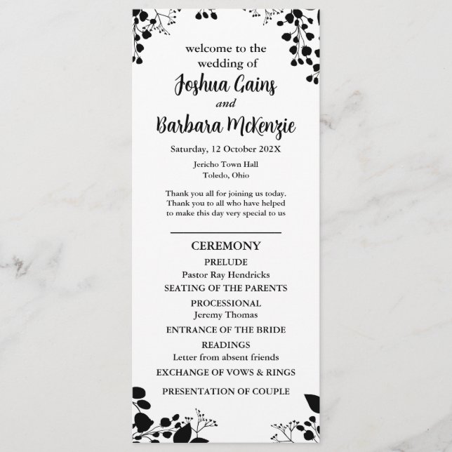 Programa plano negro sobre blanco (Anverso)