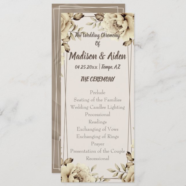 Programa plano romántico de Rosas de raza blanca (Anverso / Reverso)