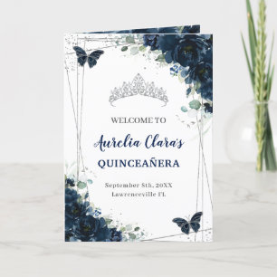 Programa Plata floral azul marina Quinceañera Orden de even
