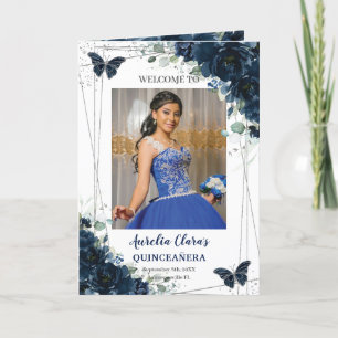 Programa Plata floral azul marina Quinceañera Orden de even