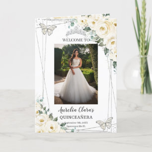 Programa Plata Floral de marfil Quinceañera Orden de evento