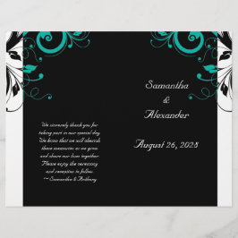 Programa plegable Black White Aqua Reverse Swirl