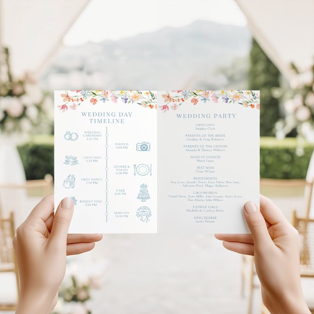 Programa Plegable de Boda Floral Pastel de Pradera (Subido por el creador)