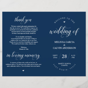 Programa plegable de la ceremonia de Boda elegante