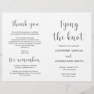 Programa plegable para Bodas modernos que atan el