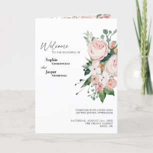 Programa plegado de Boda blanco floral de Rubor