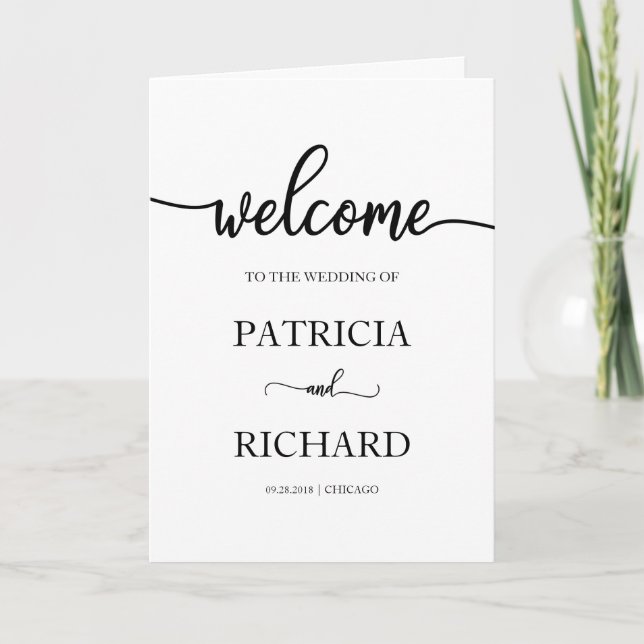 Programa plegado de Boda de caligrafía simple (Anverso)