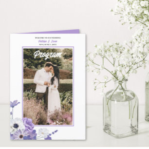 Programa plegado de Boda de flores moradas de foto