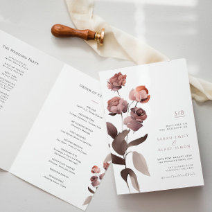 Programa plegado de boda de jardín de flores morad