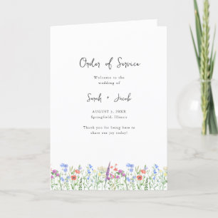 Programa Plegado de Boda de Jardín de Flores Silve