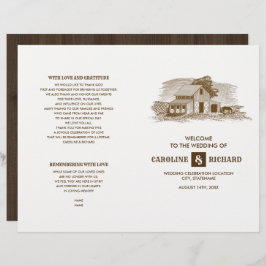 Programa plegado de Boda de madera de granjas rúst