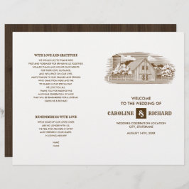 Programa plegado de Boda de madera de granjas rúst
