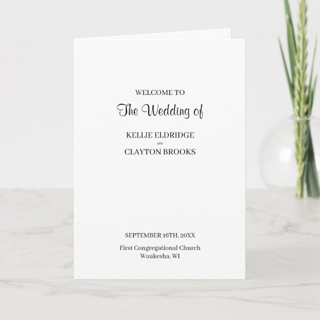Programa plegado de Boda Minimalista moderno (Anverso)