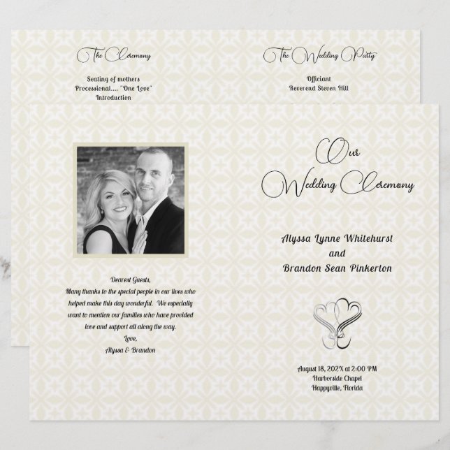 Programa plegado de ceremonia de Boda de fotografí (Anverso / Reverso)